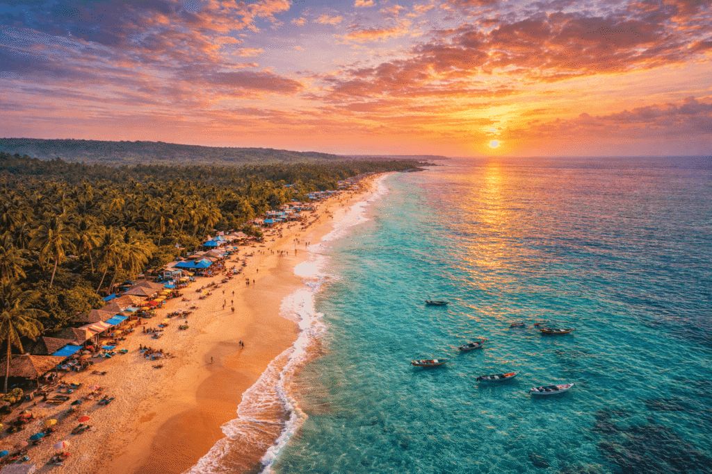 A South Goa beach at sunset