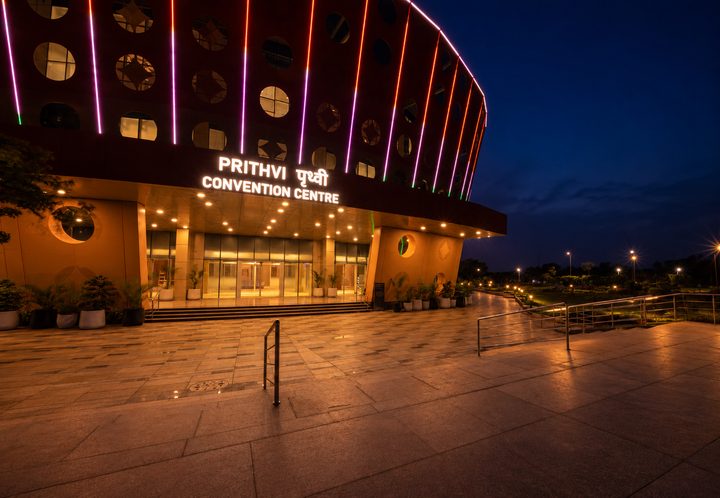 The Vasudha grand plenary hall set for a conference